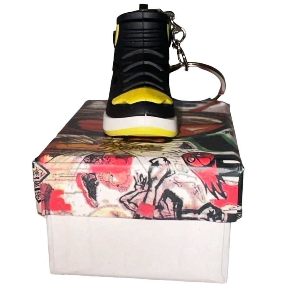 Air Jordan 1 High Top Nike Key Chain/ Bag Charm Black/Yelllow/White, Comes w/box